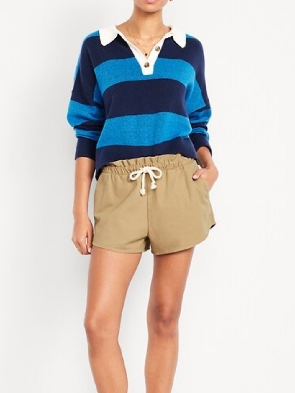 Old Navy Tan Mid-Rise Twill Volume Cotton Shorts Size XL